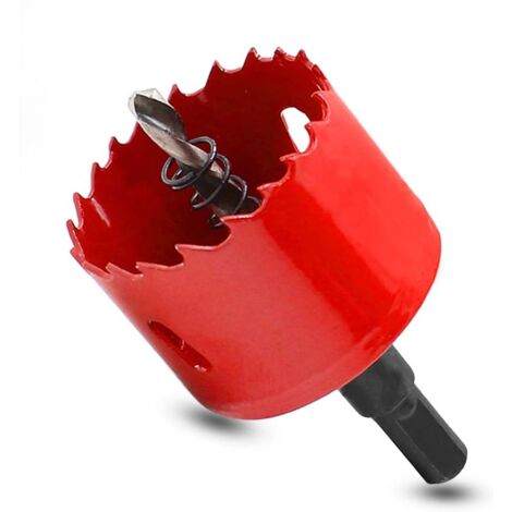 Scie cloche, outil de perçage pour métaux - Rouge, tige de 10 mm, diamètre de 55 mm, profondeur de trou de 30 mm (1/5)