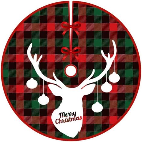 Jupe de sapin de Noël, plaid rouge, décoration de sapin de Noël, diamètre 90 cm (1/5)