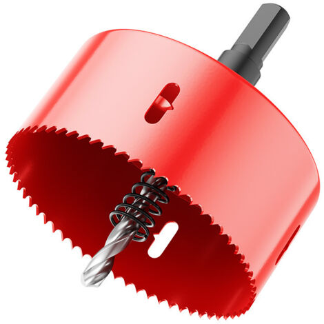 Scie cloche, outil de perçage pour métaux - Rouge, tige de 10 mm, diamètre de 65 mm, profondeur de trou de 36 mm (1/5)