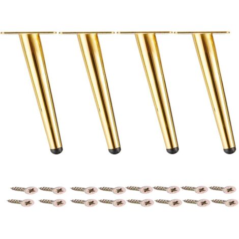 Pieds de table en métal, pieds de canapé inclinés, pour régler la hauteur de la table, doré, lot de 4, 10 cm (1/5)