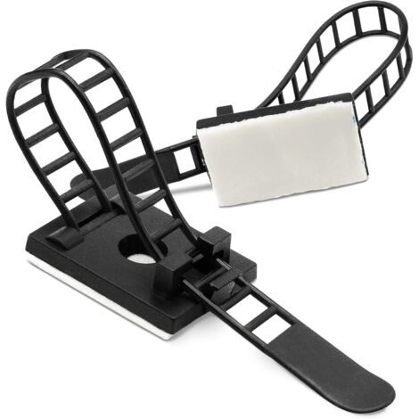 Lot de 50 attaches de câble adhésives noires - Fixation des câbles grâce à leur base adhésive pour une gestion optimale des câbles - Attaches de câbl