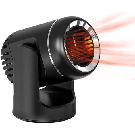 Chauffage de voiture, ventilateur portable 12 V 150 W, chauffage rapide, dégivreur de pare-brise, rotation à 360°, rafraîchissement pour l'hiver (noir) (1/5)