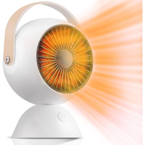 (blanc) Mini-chauffage, chauffage d'appoint électrique en céramique PTC pour une utilisation intérieure, petit chauffage de bureau pour la maison, la chambre, le bureau et sous les bureaux (1/5)