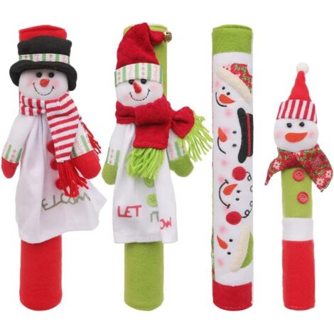 Housses de protection pour poignées de réfrigérateur et micro-ondes de Noël - Housses de protection en tricot doux - Lot de 4 (1/5)