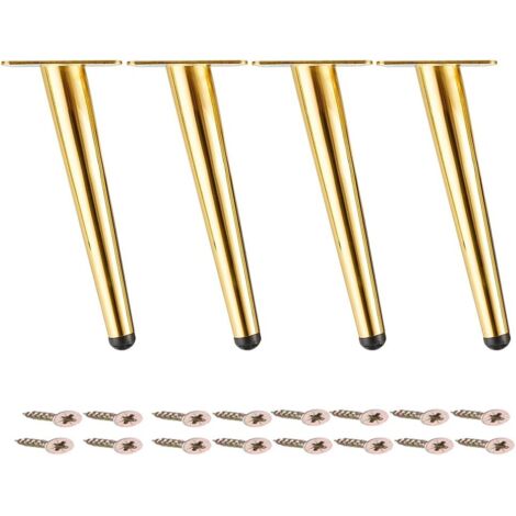 Pieds de table en métal, pieds de canapé inclinés, pour régler la hauteur de la table, doré, lot de 4, 25 cm (1/5)