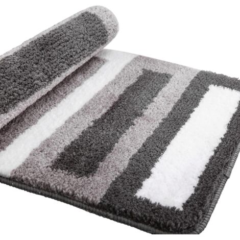 Tapis de bain antidérapant, tapis de cuisine, tapis de bain moelleux, tapis de douche en microfibre douce, lavable en machine - 40 x 60 cm, gris (1/5)