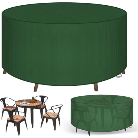 Nappe ronde pour table de jardin avec trous de ventilation, en tissu Oxford 420D, imperméable, coupe-vent et résistante aux UV, 180 x 90 cm, verte.