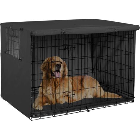 Housse de niche universelle en fibre de polyester durable pour cages à chiens en fil de fer de 24 à 48 pouces (42 pouces (1 pièce), housse noire) (1/5)