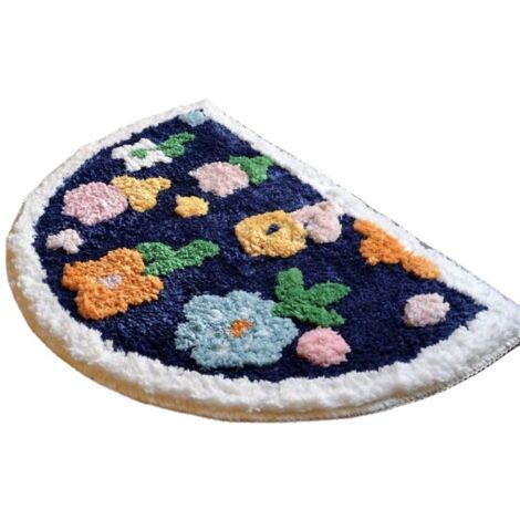 Tapis de sol demi-rond mignon 40 x 60 cm (imitation cachemire) motif dessin animé/anime, antidérapant et absorbant, tapis de finition, tapis de salle de bain, tapis d'entrée (1/4)