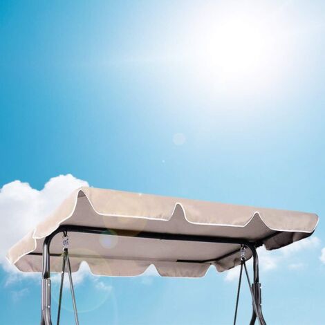 Pare-soleil pour fauteuil suspendu, toile de rechange universelle, housse de rechange, tissu de toile, imperméable et résistant aux UV, dimensions (191 x 132 cm, beige). (1/5)