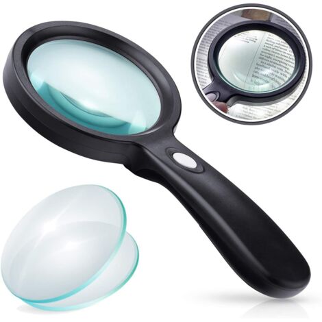 Loupe 10x avec lumière, 12 LED, loupe de poche, adaptée à la lecture, à l'inspection, aux loisirs et à l'artisanat, diamètre de la lentille 90 mm. (1/5)
