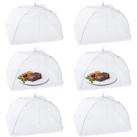 Lot de 6 housses alimentaires pliables, moustiquaires, parasols pliants, protections anti-insectes et anti-moustiques, idéales pour les barbecues et les pique-niques, dimensions 43 x 43 x 20 cm (1/5)