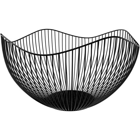 Corbeille à Fruits Ronde En Fil De Fer Tressé Vintage - 29 Cm, Bon état