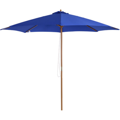 Parasol déporté en bois de 300 cm pour balcon, jardin, bambou, bleu - Adaptée à une utilisation en extérieur, au jardin, au camping et à d'autres situations. (1/5)