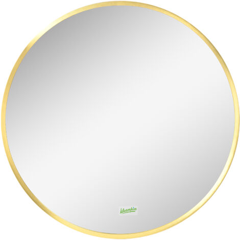 Miroir mural rond pour salle de bain, chambre, couloir, cadre en métal, couleur : or, Ø50 cm (1/5)