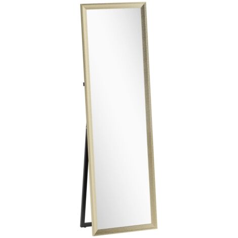 Miroir sur pied, positionnable à volonté, 160 x 50 cm, couleur or - Adaptée à une utilisation en extérieur, au jardin, au camping et à d'autres situations. (1/5)