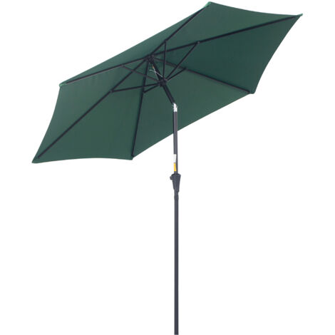 Parasol pliant, parasol de jardin, parasol de marché à manivelle, aluminium, 180 cm, polyester, vert foncé, Ø 2,6 x 2,35 m (1/5)