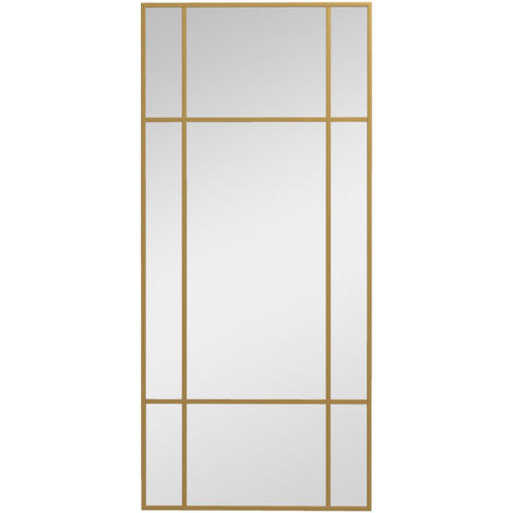 Miroir mural 110 x 50 cm, miroir décoratif avec cadre en métal, miroir rectangulaire pour chambre, salle de bain, doré (1/5)