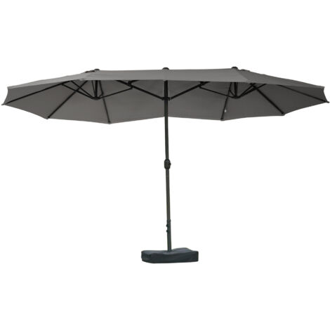 Parasol double avec pied, manivelle, gris foncé, ovale, 460 x 270 x 240 cm - Adaptée à une utilisation en extérieur, au jardin, au camping et à d'autres situations. (1/5)