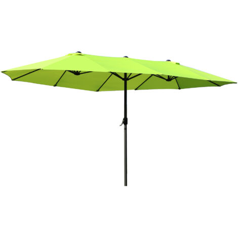 Parasol ovale de jardin 460 x 270 cm avec manivelle, parasol double vert pour terrasse et jardin (1/5)