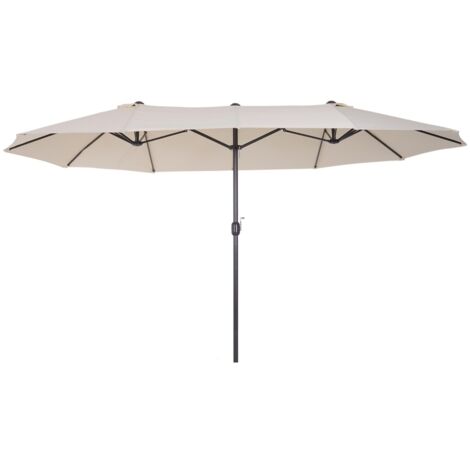Parasol, parasol de jardin, parasol de marché, parasol double, parasol de terrasse à manivelle, beige, ovale, 455 x 270 x 240 cm (1/5)