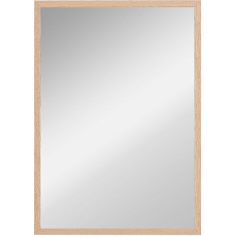 Miroir mural 50 x 70 cm, miroir décoratif avec 4 crochets, miroir rectangulaire pour chambre, salle de bain (1/5)