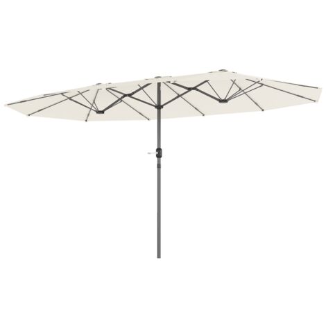 Parasol double 436 x 260 cm, parasol en acier avec protection UV et manivelle, beige (1/5)