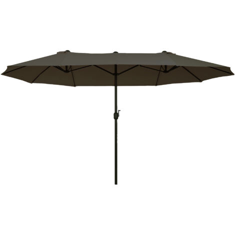 Parasol double de jardin à manivelle, gris, ovale, 460 x 270 x 240 cm - Adaptée à une utilisation en extérieur, au jardin, au camping et à d'autres situations. (1/5)