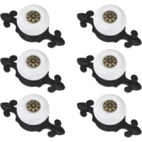 Round Door Knobs Vintage Drawer Knobs Drawer Handles with Screws for Wardrobe Office Bedside Table Bookcase Furniture 6 Pieces Black and White