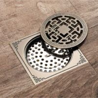 Caniveau de douche en laiton, caniveau de douche, caniveau de douche anti-odeur de salle de bain, antique, 10x10cm