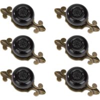 Round Door Knobs Vintage Drawer Knobs Drawer Handles with Screws for Wardrobe Office Bedside Table Bookcase Furniture 6 Pieces Copper and Black