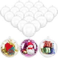 Lot de 20 boules de Noël transparentes en acrylique pour mariages, sapins de Noël, décorations de cadeaux et ornements (6 cm)