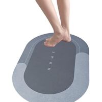 Tapis de bain absorbant et antidérapant, tapis de douche et de salle de bain, tapis de bain antidérapant, tapis de bain doux, tapis de salle de bain (40 x 60 cm, rond - bleu)