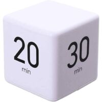 Minuteur de cuisine, chronomètre cube et minuteur de compte à rebours, adapté à la formation en cours de cuisine, minuteur de réveil numérique avec affichage LED (blanc, 15-20-30-60 minutes).