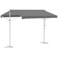Store extérieur autoportant, store de jardin 3x3m avec bras articulé et manivelle, store de terrasse gris