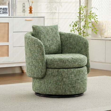 Sillón reclinable giratorio 360°, sofá de 1 plaza con cojín, tapizado en chenilla, ideal para el salón y el dormitorio - Verde