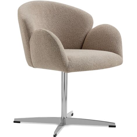 Silla de comedor, tocador y oficina giratoria 360°, tela marrón, estructura de metal, asiento ergonómico (1/5)