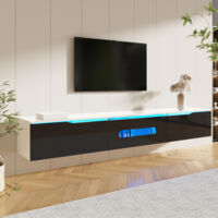 Soporte de TV de 180x35x30 cm, con LED, 16 colores, 4 modos de iluminación, capacidad de carga de 30 kg - HAUSS SPOLE, negro
