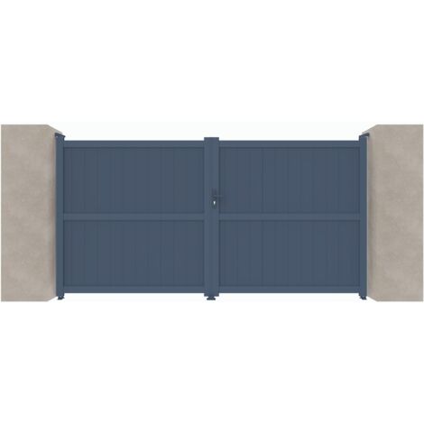 Portail aluminium battant C04 Gris 7016 - Largeur entre piliers 3060mm - Hauteur 1800mm (1/2)