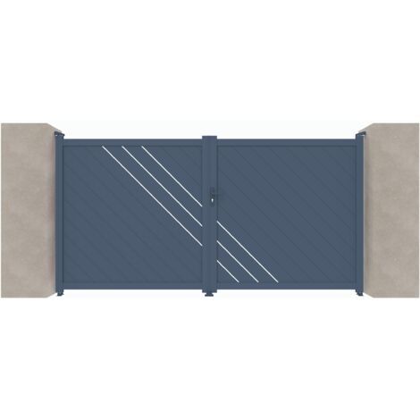 Portail aluminium battant C03 Gris 7016 - Largeur entre piliers 4060mm - Hauteur 1800mm (1/2)