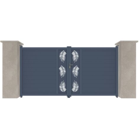Portail aluminium battant C08 Gris 7016 - Largeur entre piliers 3560mm - Hauteur 1800mm