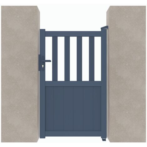 Portillon aluminium Semi-Ajouré C01 Gris 7016 - Largeur entre piliers 1048mm - Hauteur 1600mm (1/2)