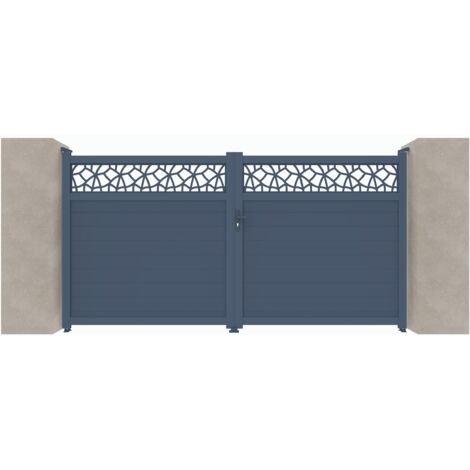 Portail aluminium battant C07 Gris 7016 - Largeur entre piliers 3560mm - Hauteur 1800mm (1/2)