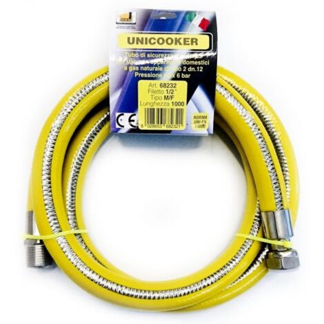Manguera flexible de gas para cocina 1 m 1/2" EN 14800 UNICOOKER H/M CE EN 14800 L 100 cm