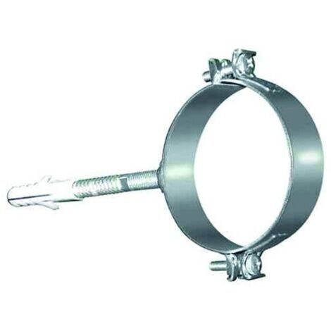 Abrazadera de pared con collar y taco de acero inoxidable pulido DN 120 conducto de humos, tubo de acero inoxidable 316