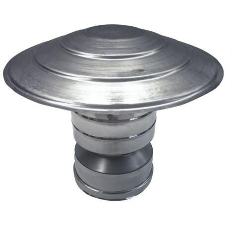 Tubo de humos de pared doble aislado de acero inoxidable con terminal de sombrero chino antiviento DN 250/300