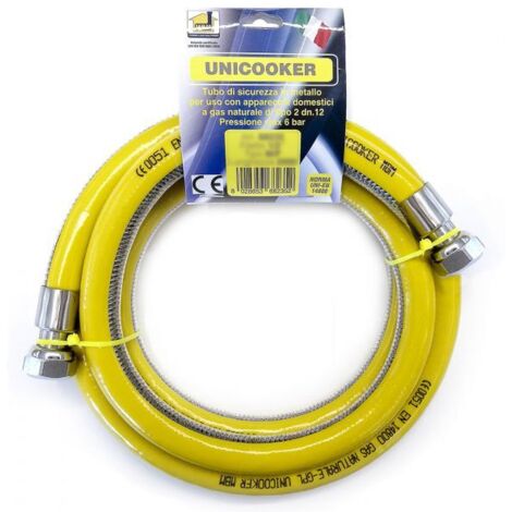Manguera flexible de gas para cocina 1 m. 1/2" UNICOOKER F/F CE EN 14800 L 100 cm.