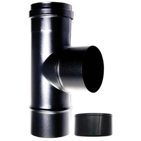 Conector de caldera en T 90 fm-m DN 80 mm esmaltado 600 grados estufa de pellet tubo negro CE Hecho en Italia