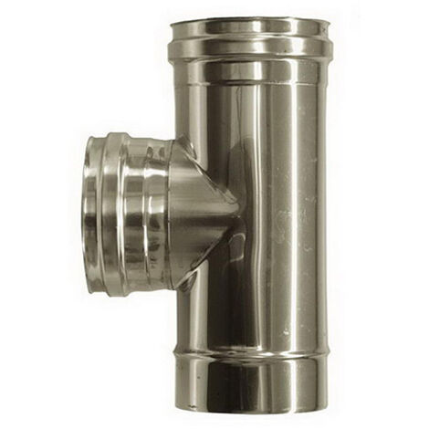 Conector en T 90 hembra para conducto de humos DN 100 tubo de acero inoxidable 316