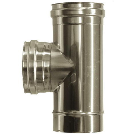 Tubo de humos de pared doble aislado de acero inoxidable con conexión en T 90° DN 150/200